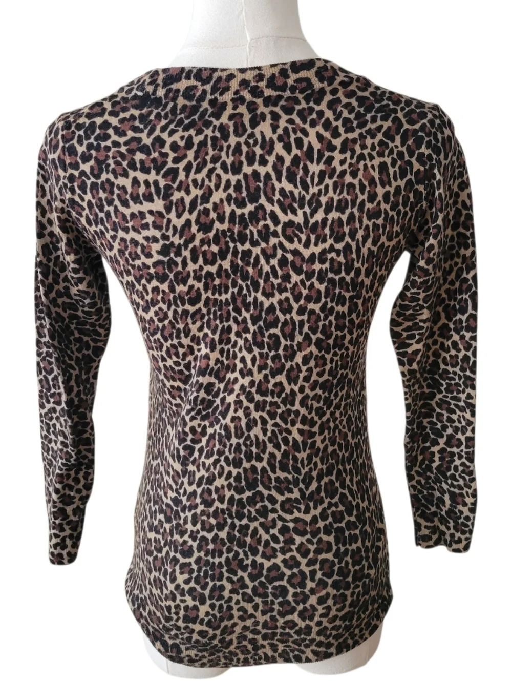 J.‎ Crew Brown Leopard Print Knit Merino Wool Sweater Size XS